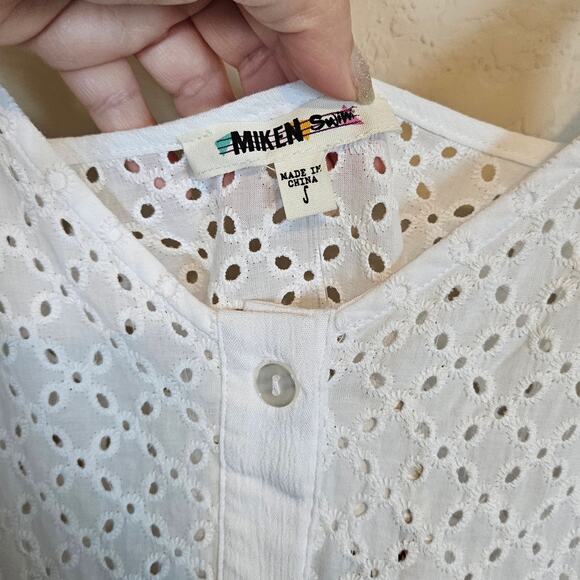 Miken White Eyelet Swim Dress Cover Up Women's Small - Picture 5 of 9